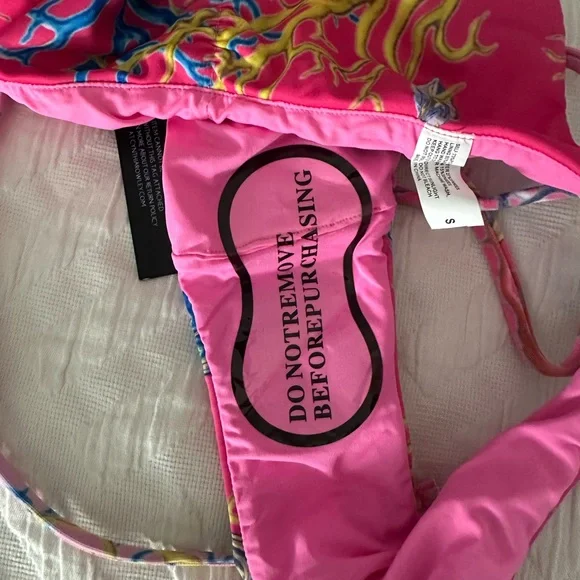 CYNTHIA ROWLEY Women's Pink Ombre Coral String Bikini Bottoms Multicolor S NWT - Picture 6 of 7